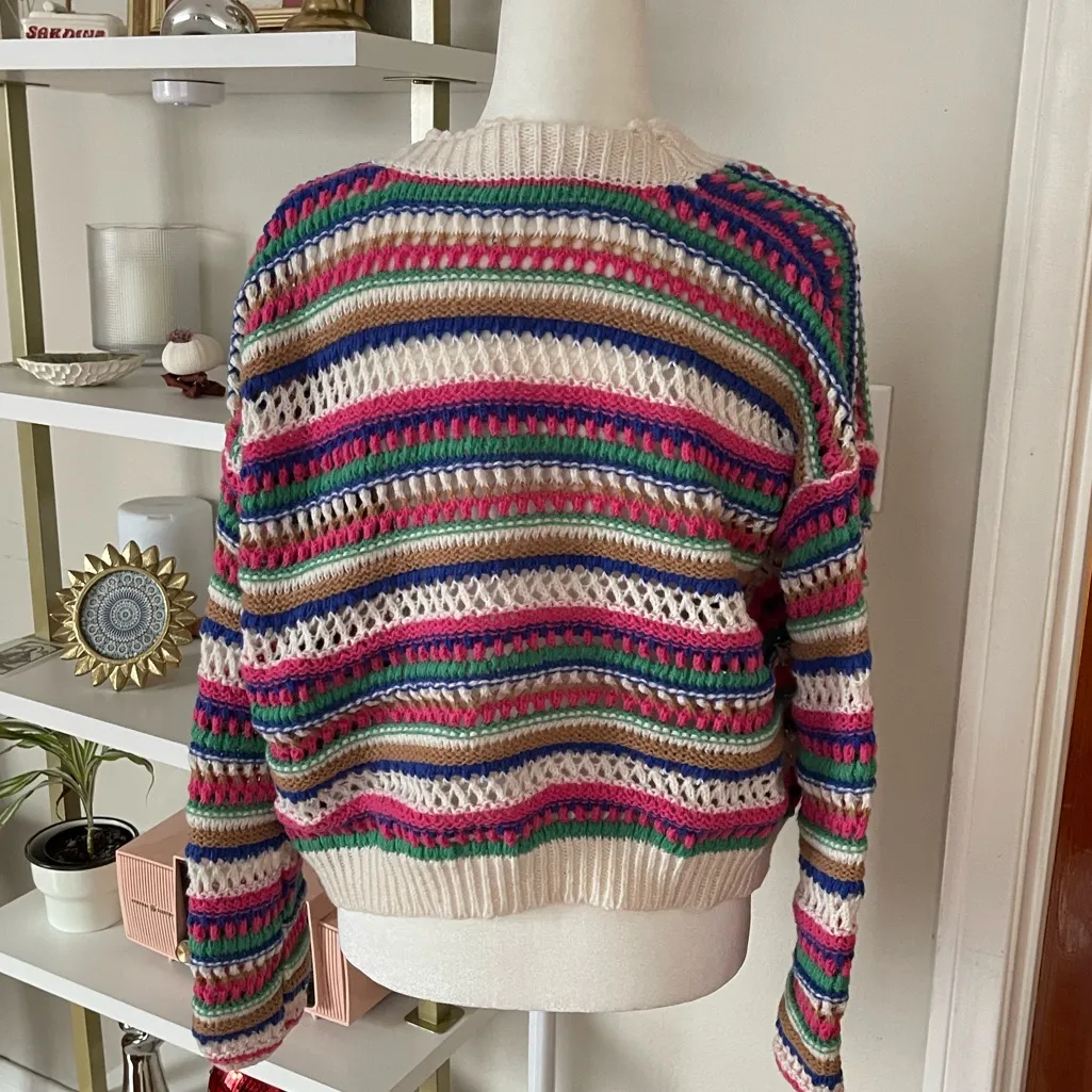 Multicolor Striped Women's Sweater Size L - Image 4