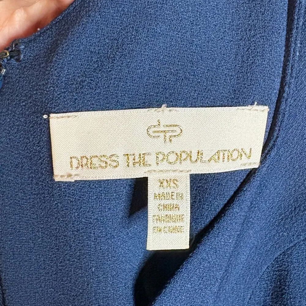 Dress the Population Lyla Sleeveless Midi Sheath Dress in Navy Midnight Blue - Image 4