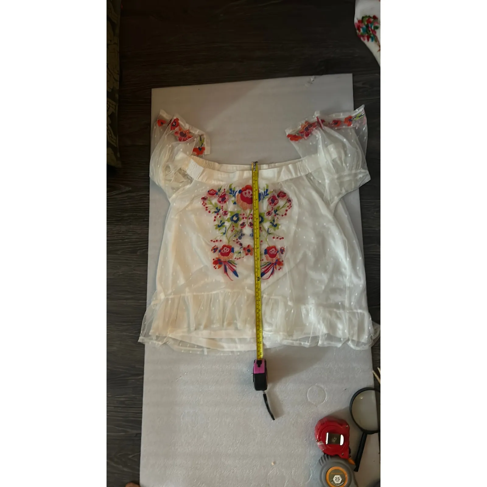 Umgee Boho Mesh Floral Embroidered Peasant Top S Festival Concert Indie Casual - Image 8