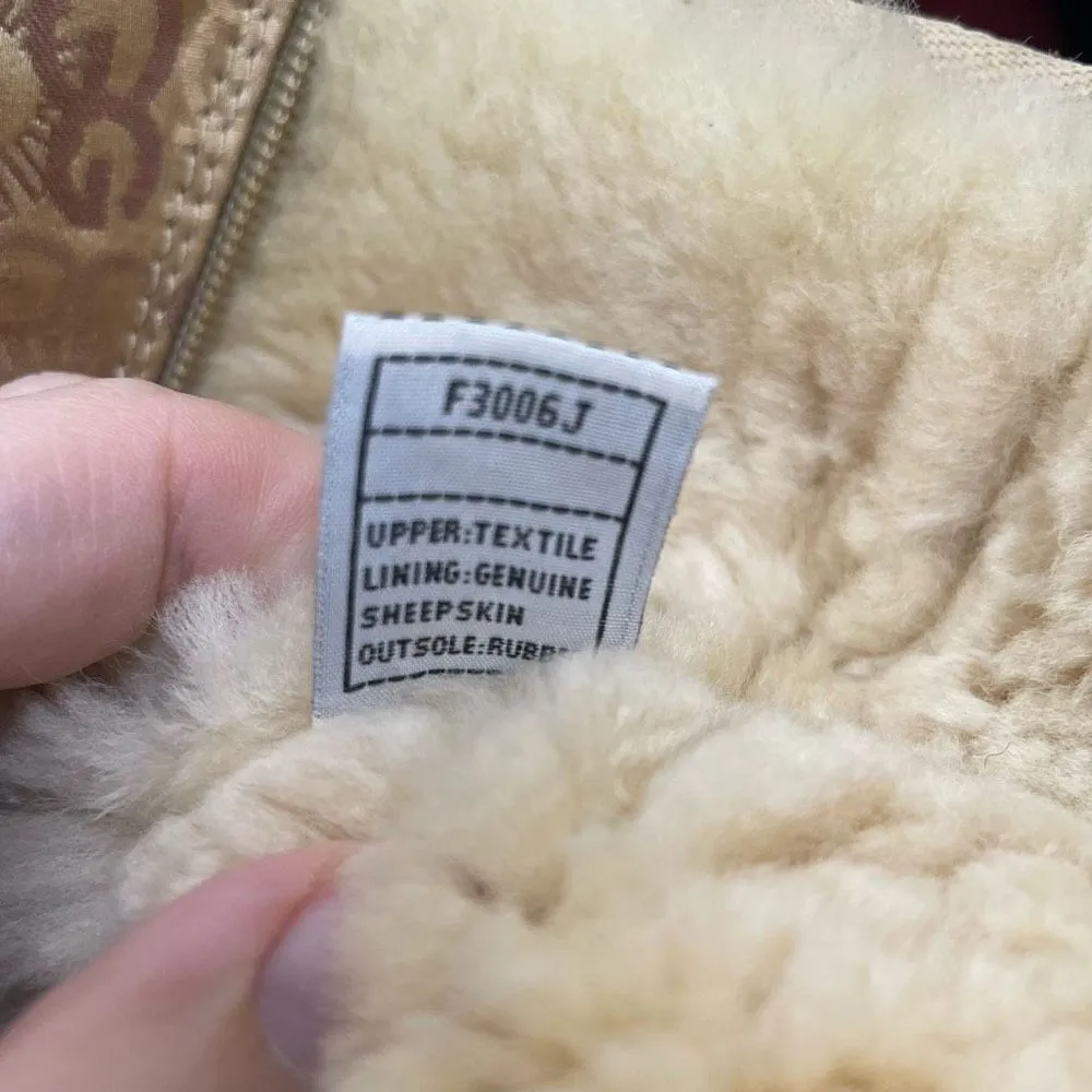 UGG Classic Tall 5515 Monogrammed Logo Metallic Gold Leather‎ Winter Boots Zip 8 - Image 8