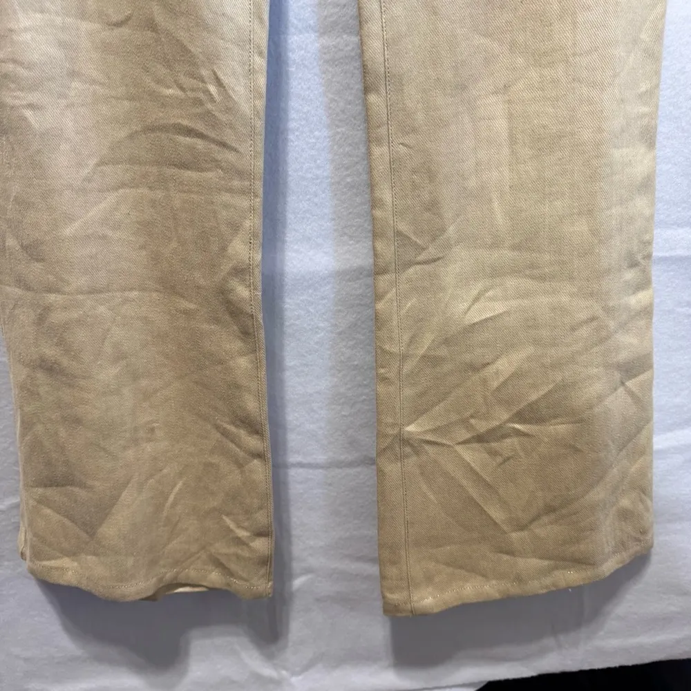 Ralph Lauren Black Label Tan 100% Linen Flare Pants Women's 12 Union Made USA - Image 7