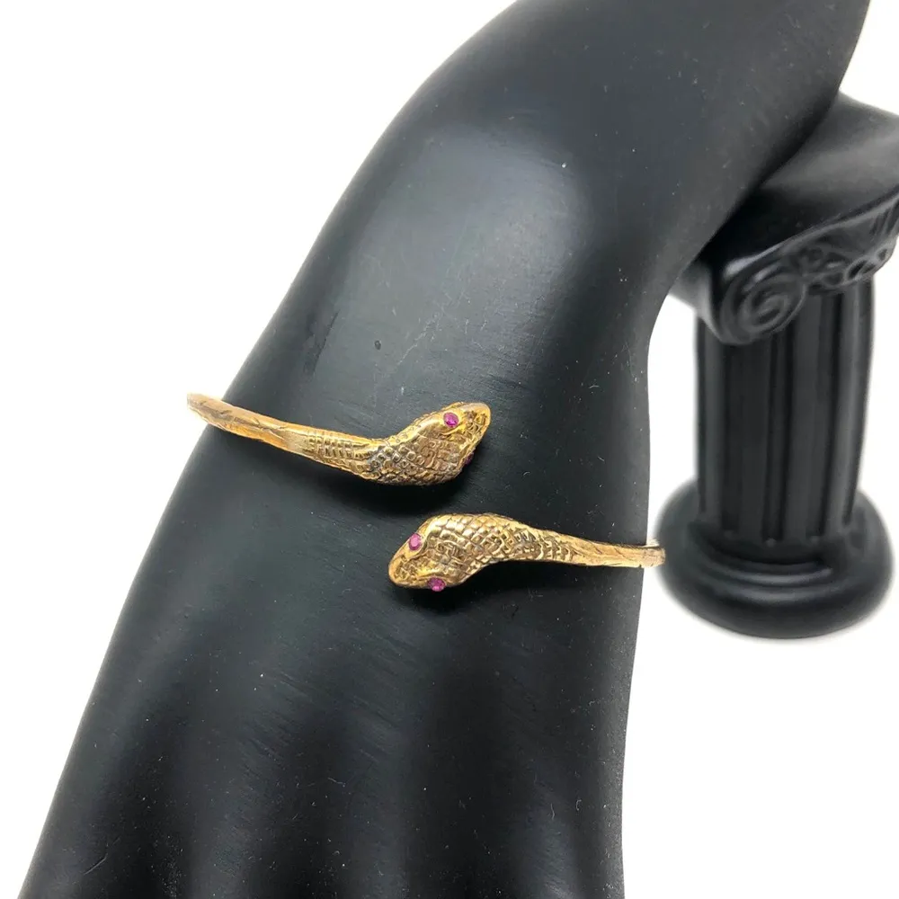 Serpent sterling silver, Ruby eyes wrap bracelet - Image 6
