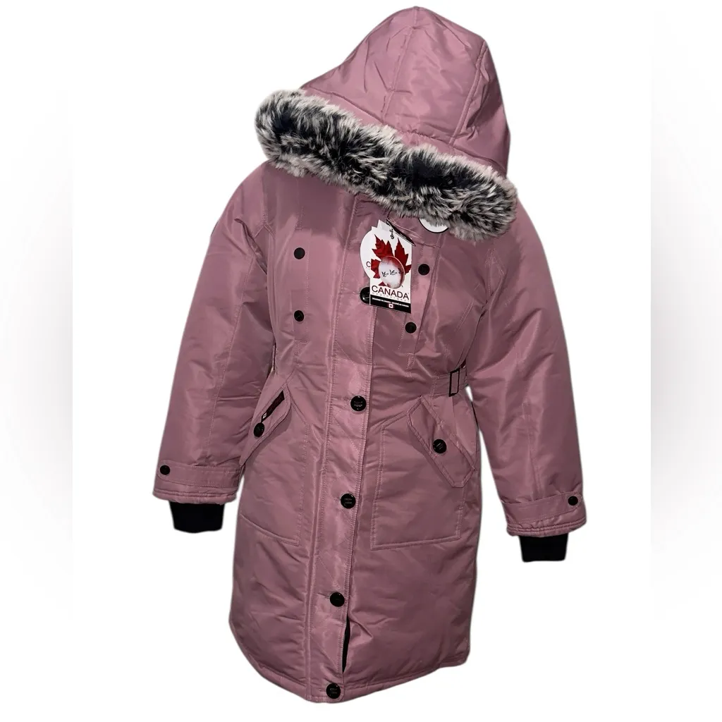 NWT $300 Canada Weather Gear Pink Haze Puffer Parka Jacket Faux Fur Hood M Ski Size M - Image 3
