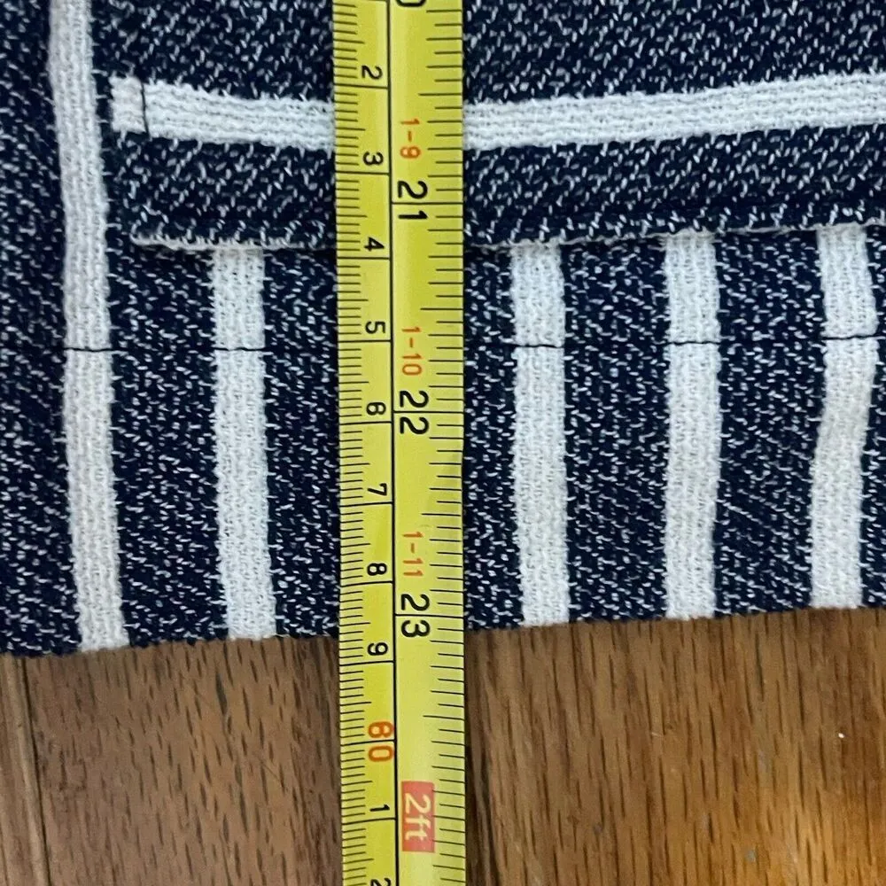 J. CREW Baja Hoodie Pullover Size XL Blue White Striped Woven Boho Chic Beach - Image 8