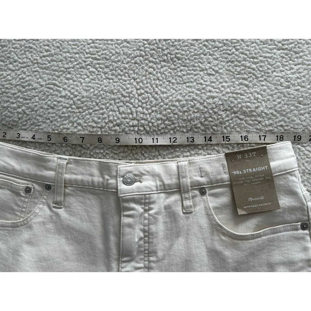 Madewell The '90s Straight Leg Jean in Vintage Canvas Ivory Size 33T - Image 9