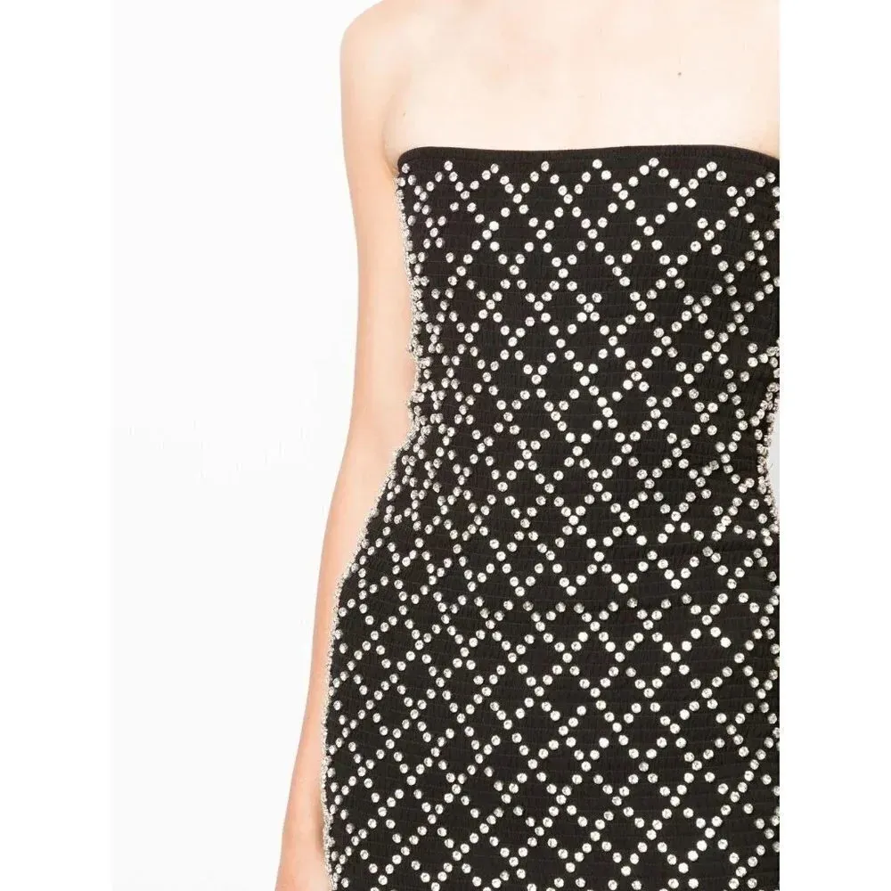 RETROFETE Felicity Dress Skirt in Black & Silver Gold Large New Womens Mini - Image 12