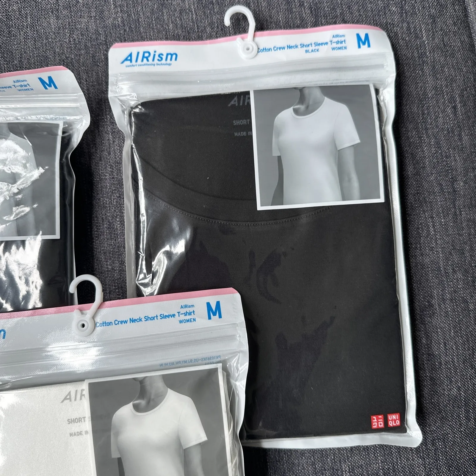 3 NEW Uniqlo AIRism Women Cotton Crew Neck Short Sleeve Tshirt SZ M BLACK WHITE - Image 4