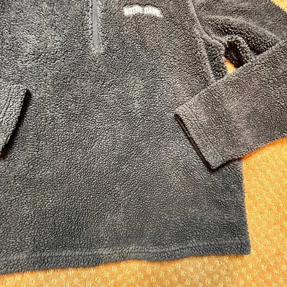 Notre Dame Sherpa Fleece Ladies SZ L Gray Embroidered 1/4 zip Sweatshirt Cozy - Image 4
