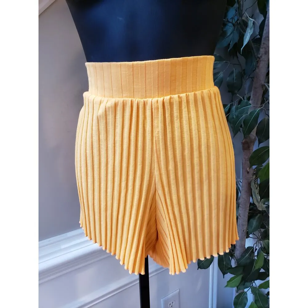 A New Day Orange Sleeveless Ribbed 2 Piece Short Set Size L Cotton Blend - Image 13