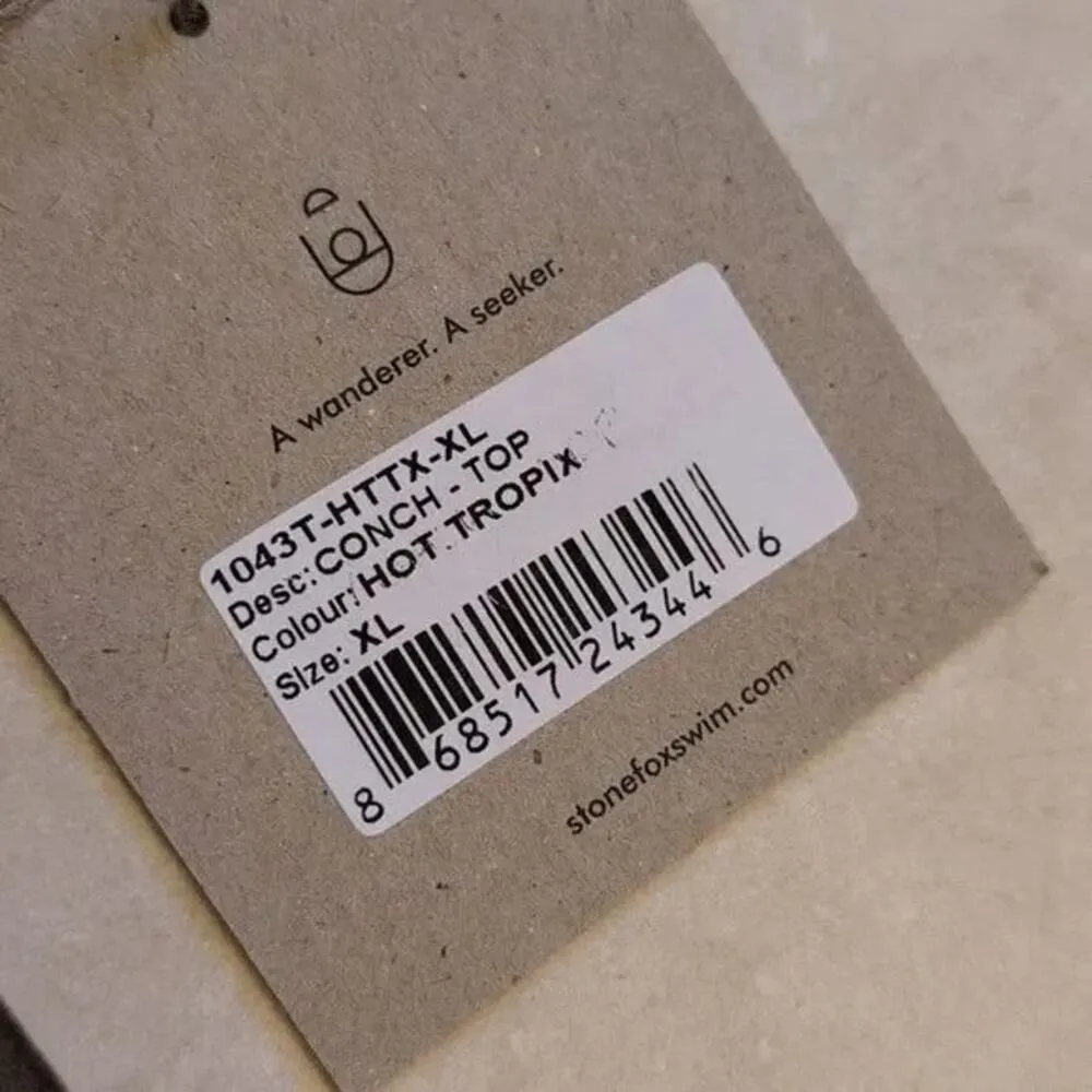 NWT Stone Fox Swim Bikini Conch Hot Tropix Spaghetti Top V Neck XL Pink White - Image 8