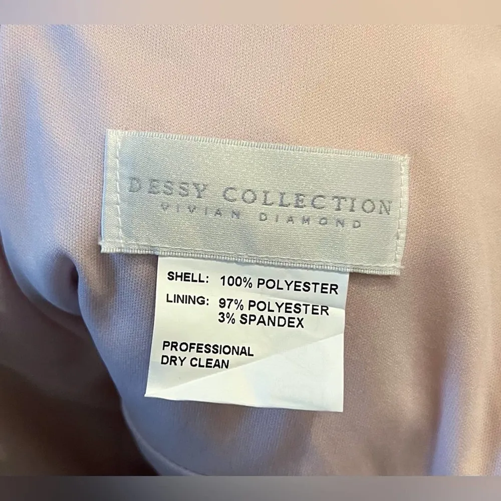 Dessy Collection Sleeveless Draped Chiffon Maxi Dress With Front Slit Pink Size 14 - Image 6