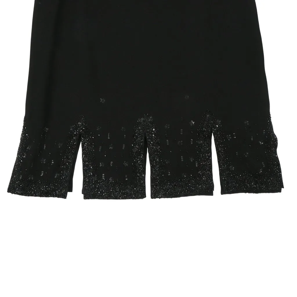 NWT Badgley Mischka $1990 Beaded Embellished Black Evening Car Wash Hem Skirt 12 - Image 2