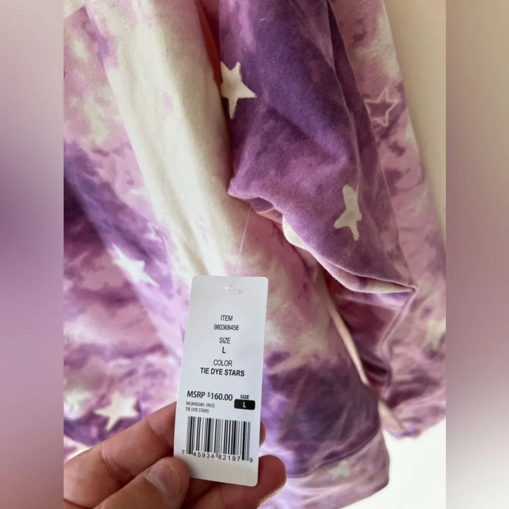 Wildfox Women’s NWT Purple Tie Dye Stars Crew Neck Sweatshirt Size Large‎ - Image 8