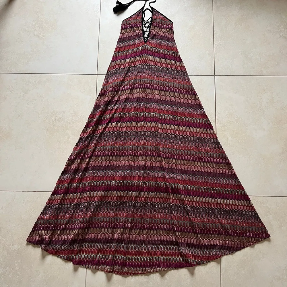 Urban Outfitters UO Ecote Stitch Lace-Up Metallic Boho Maxi Dress Size XS - Image 10