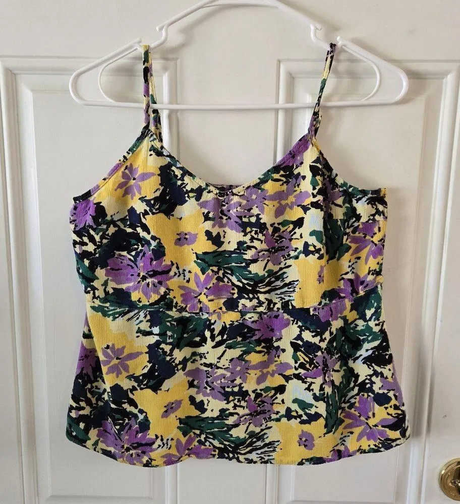 Ellie Whittaker Yellow Purple Floral Cami Tank Top Womens Size Small Adjustable - Image 2