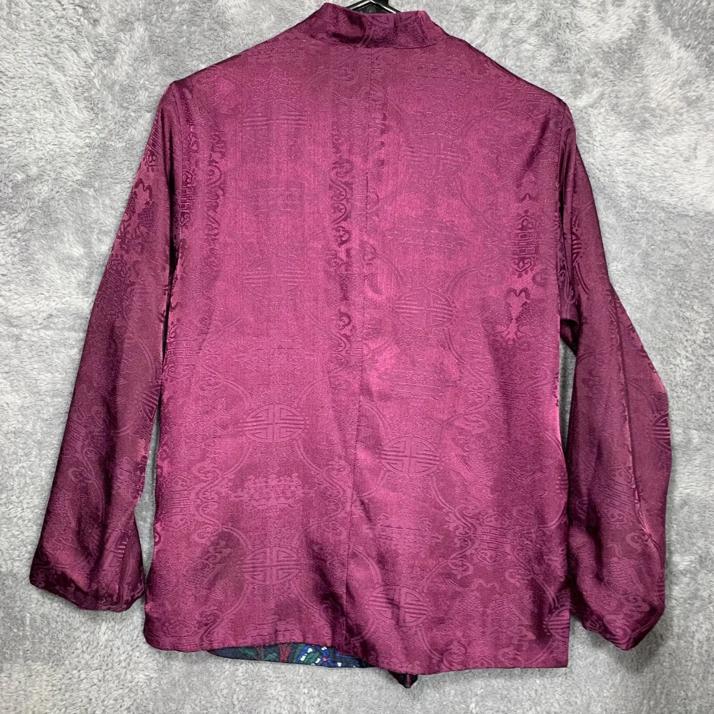 Vintage Reversible Asian Style Jacket Women’s Paisley Floral Multicolor / Maroon Purple Size M - Image 7