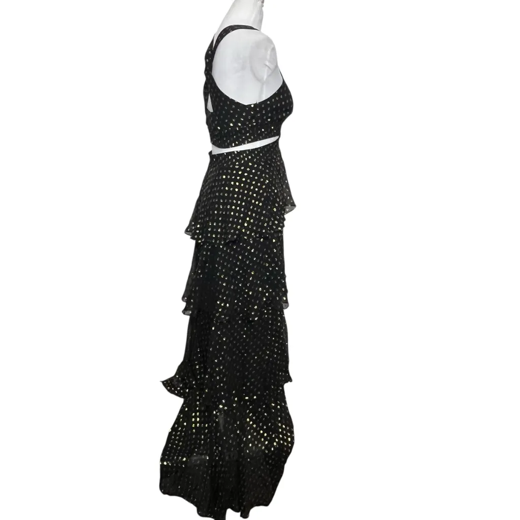 A.L.C. Lita Black Gold Maxi Dress Women’s Size 2 Cutout Metallic Formal - Image 5