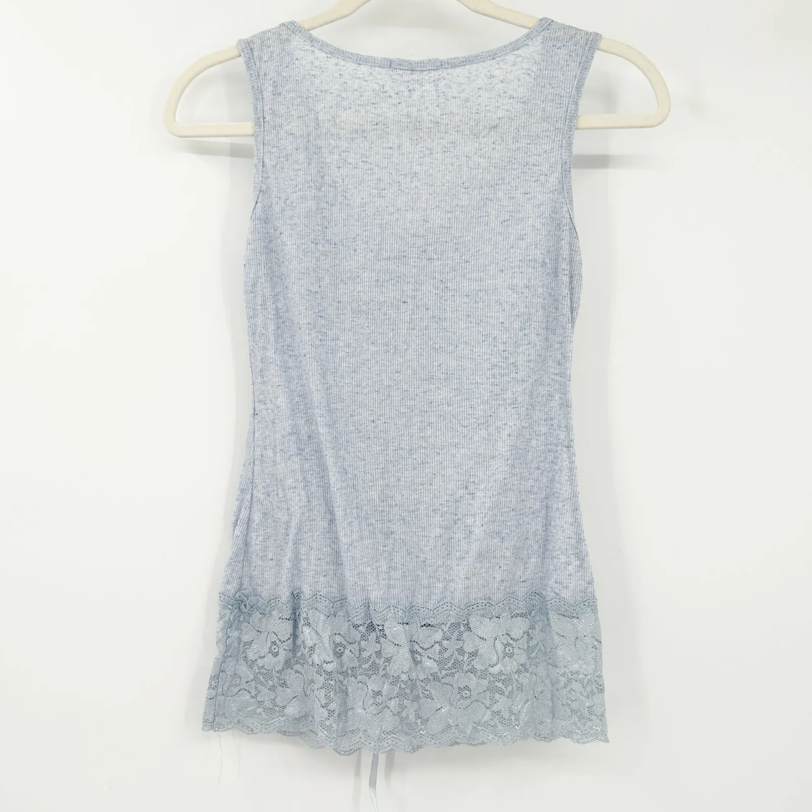 Mine Womens VTG Y2K Coquette‎ Fairycore Beachy Linen Blend Lace Tank Top Size M Blue Size M - Image 6