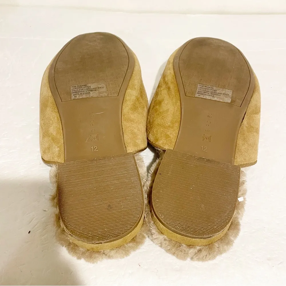 Birdies Size 12 Faux Fur Low Almond Toe Tan Faux Suede Slip On Casual Classic - Image 6