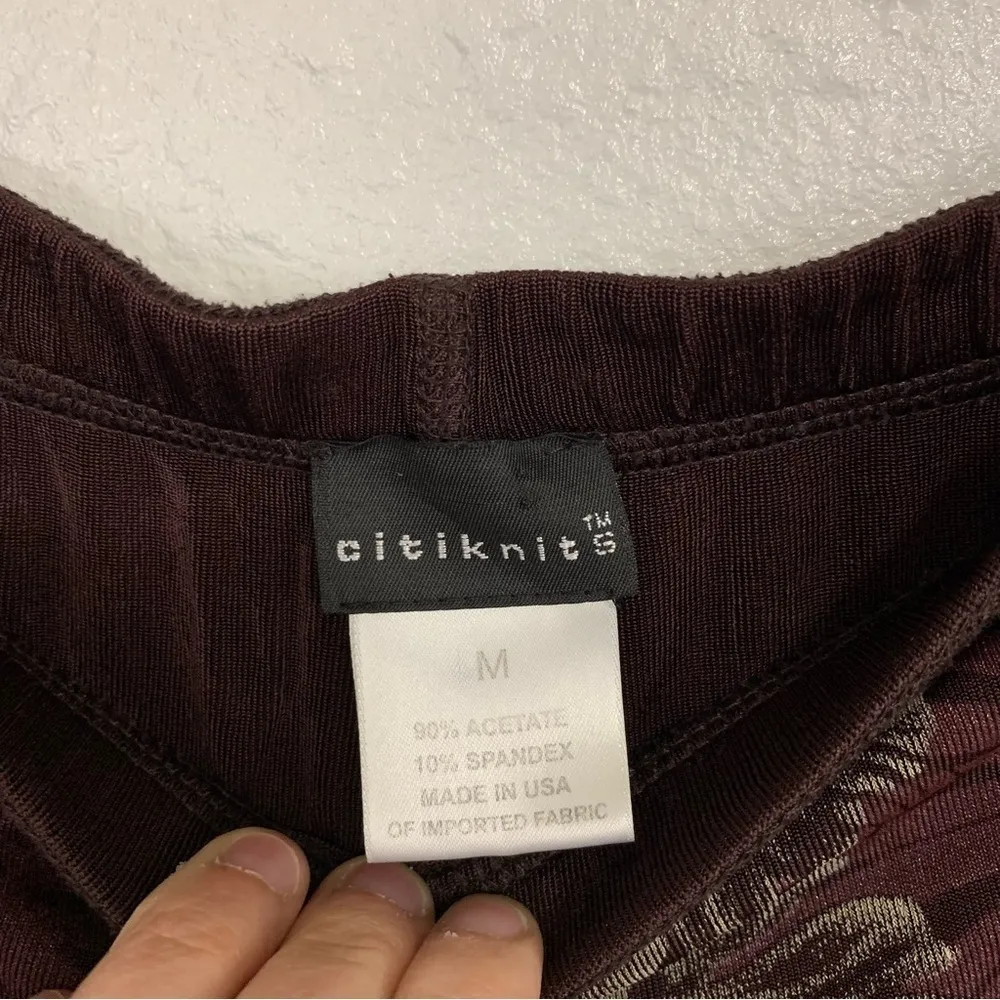 City Knits Y2K Burgundy Taupe Tropical Floral Beachy Midi Skirt Size M Size M - Image 2