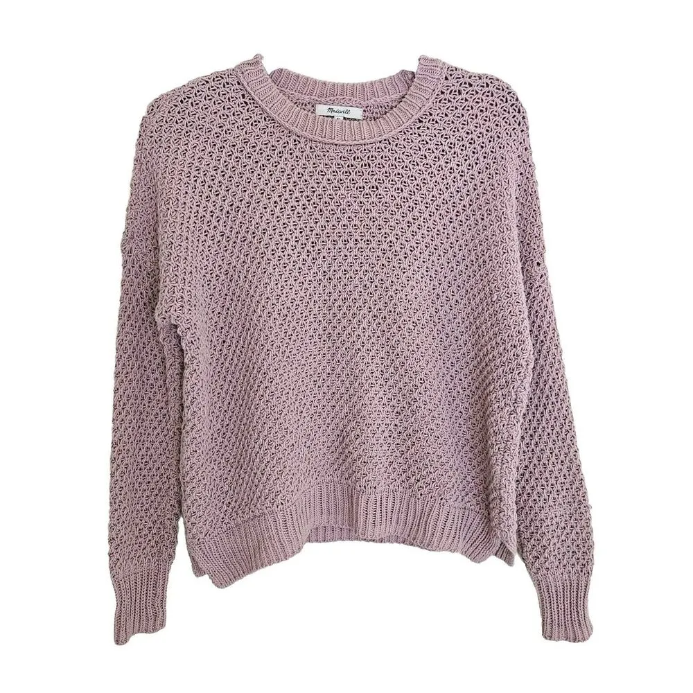 Madewell French Quarter Knit Pullover Sweater Womens Size XS Boxy Fit Pink - Image 5