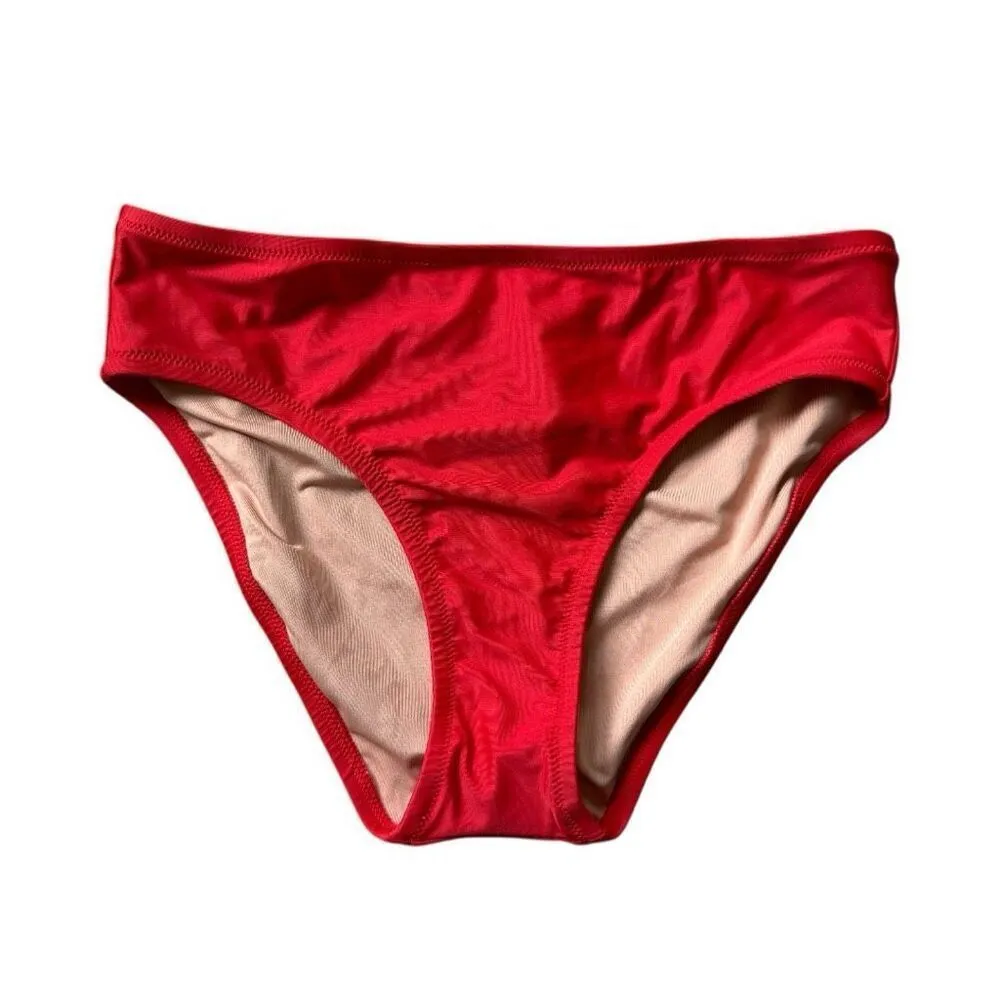 NWT Womens J Crew Full Coverage Solid Red Bikini Brief Bottoms - Image 2