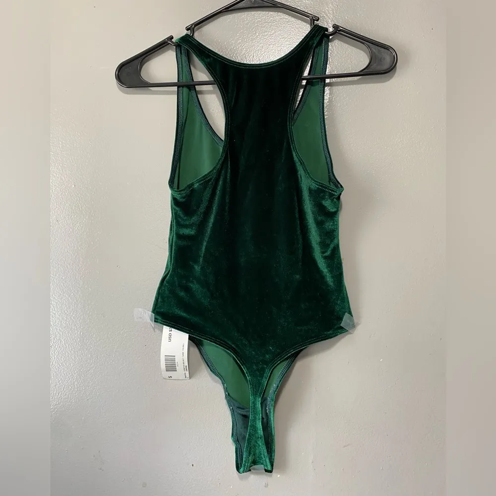 New American Apparel Green Velvet Tank Bodysuit - Image 4