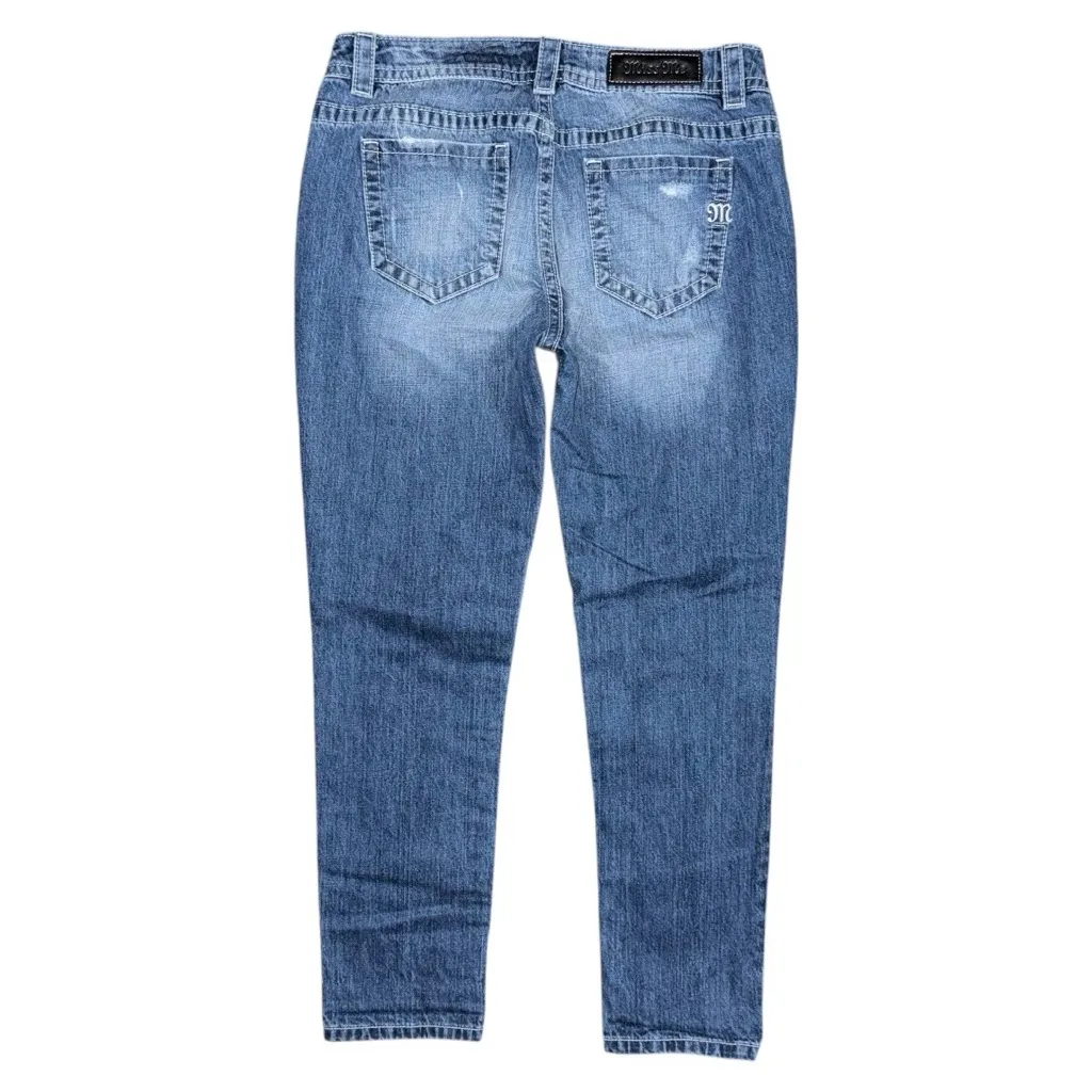 Miss Me Boyfriend Jeans Size 27 Distressed Mid Rise Ankle Medium Wash y2k 2000s - Image 2