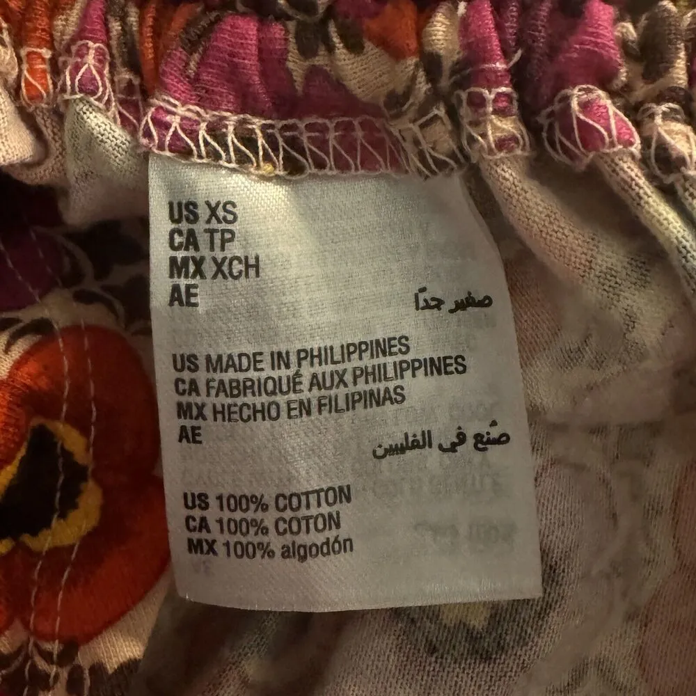 INC X-Small Top Floral Geometric Surplice V-Neck Cap Sleeve Ruched Stretch Multi - Image 9