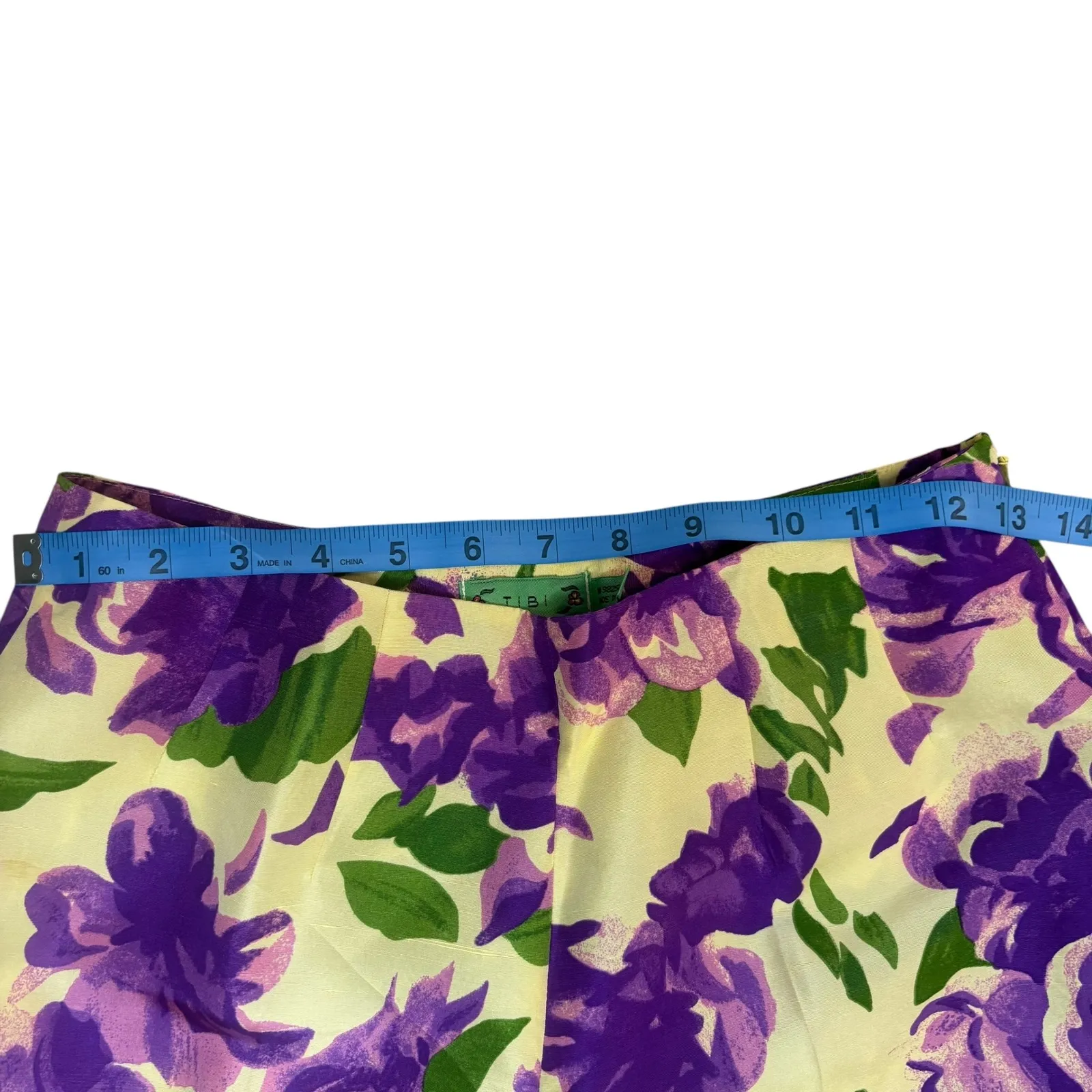 Tibi Floral Print Silk Pants Purple Green Yellow High‎ Waist Size 2/4 - Image 5