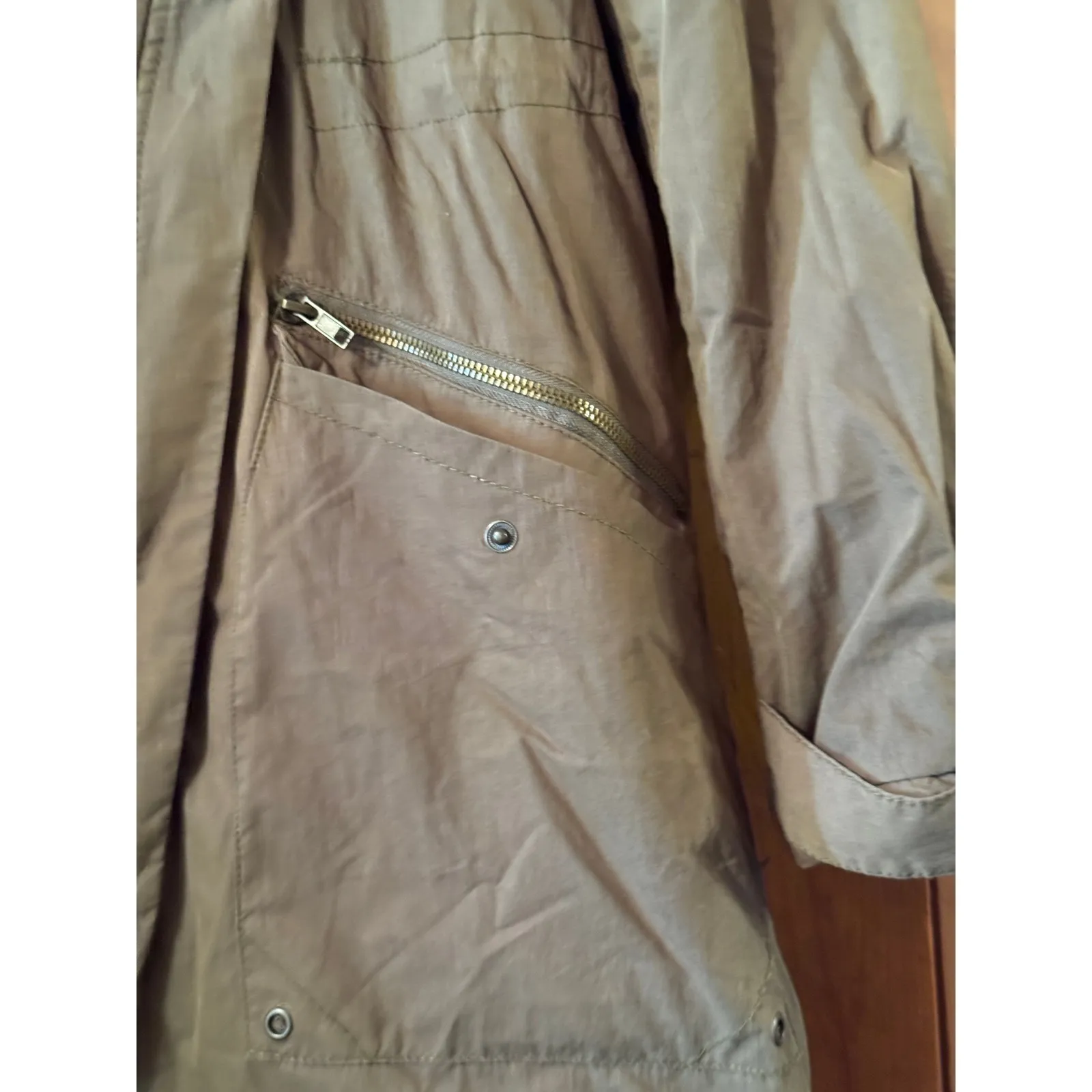 Thread Supply Sherpa Lined Anorak Parka Jacket Khaki Olive Green XL Brown - Image 11