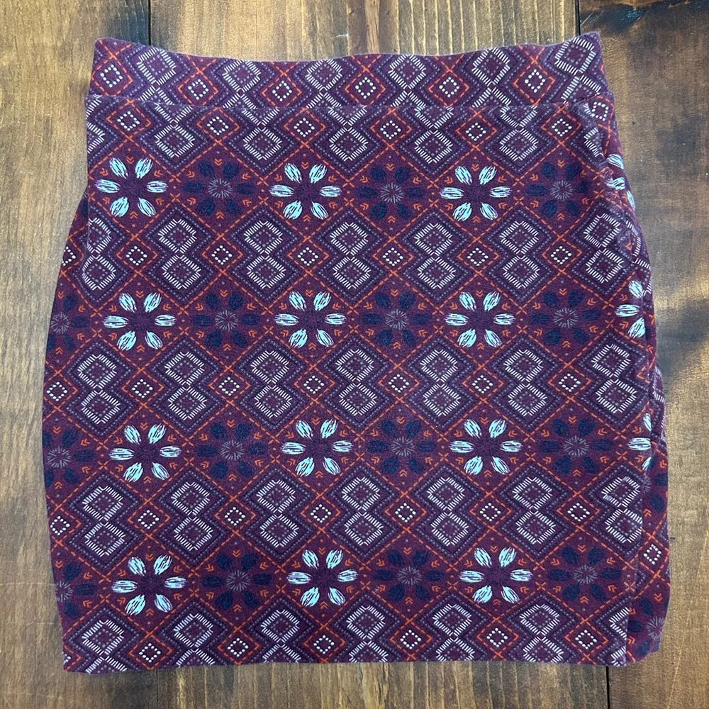 Purple Bohemian Geometric Tribal Print Mini Skirt with Red Designs Twik Small - Image 3