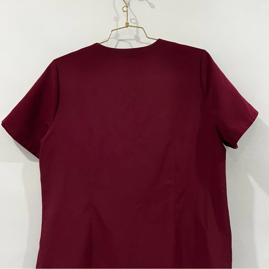 Figs Size Large Burgundy Casma 3 Pocket Scrub Top Short Sleeve Po#1618 - Image 4