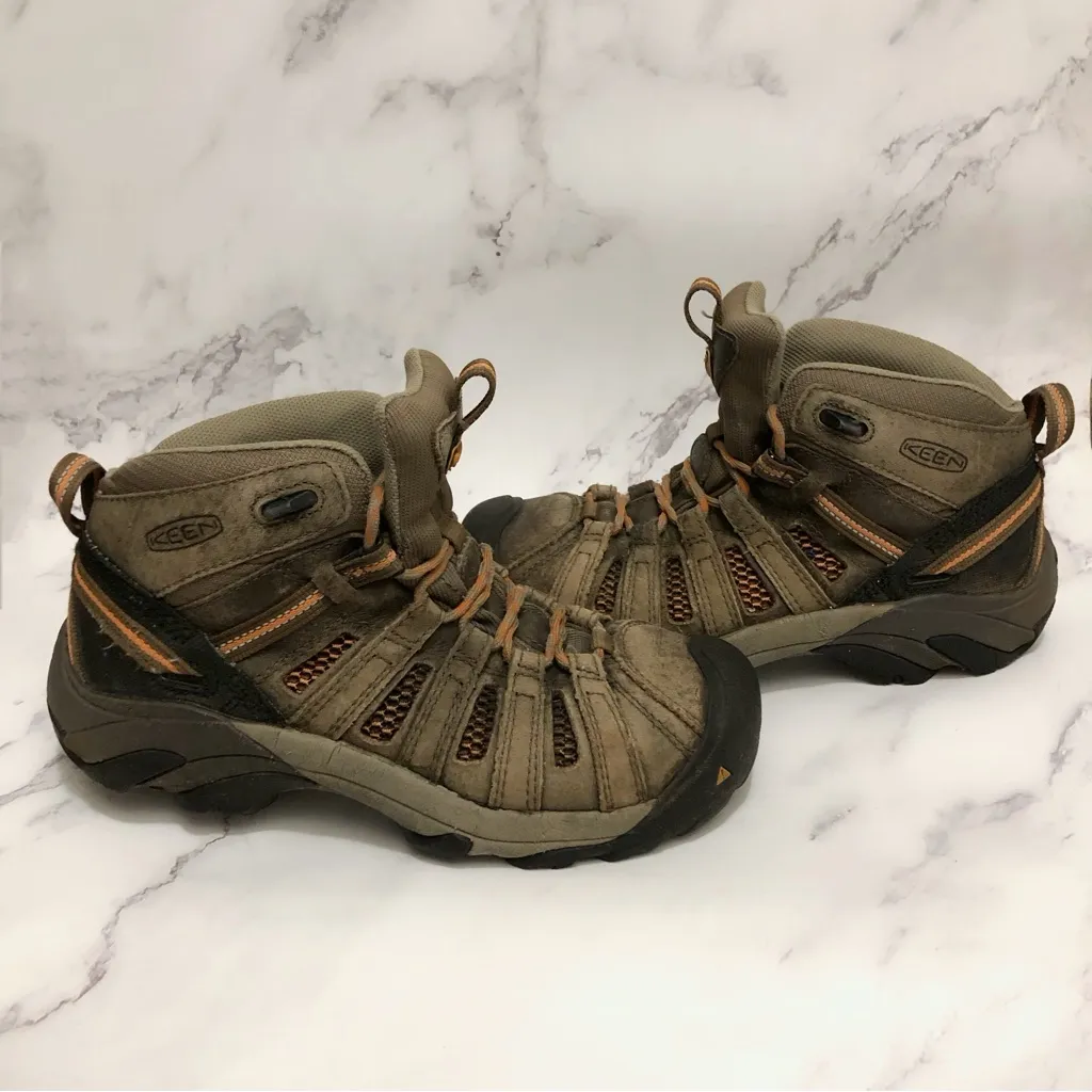 Keen Womens Voyageur Mid Hiking Boots Leather Outdoor Lace Shoes Up Brown Sz 7.5 - Image 2
