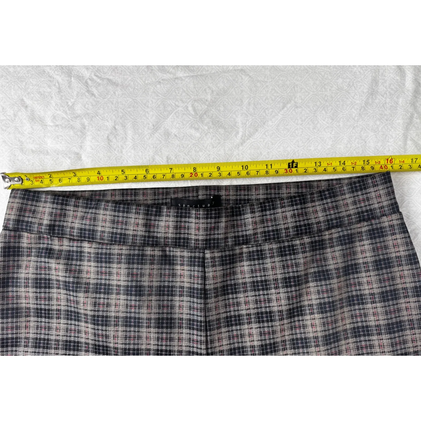 Sanctuary Plaid Stretch Crop Pants Womens XL Elastic Waist Casual Career Trouser - Image 10