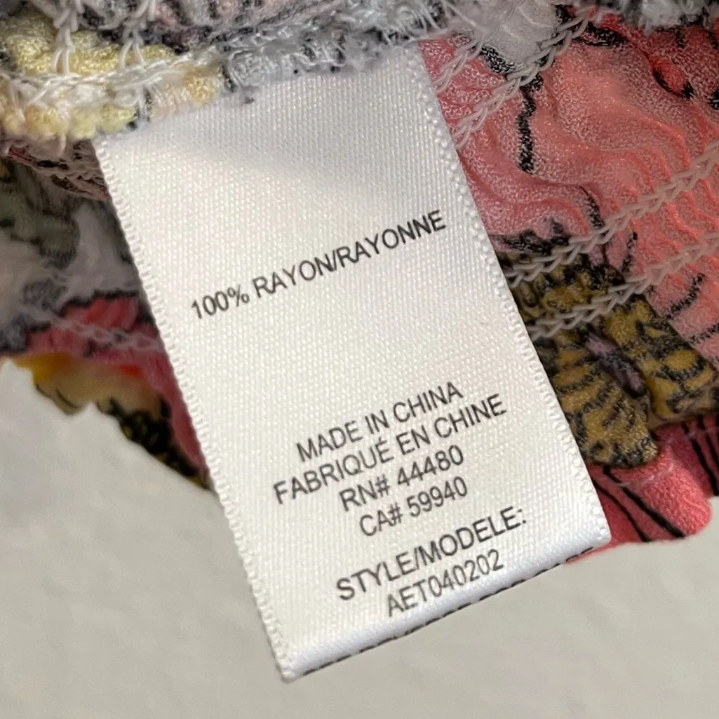 AFRM Revolve Floral Smocked Tie Strap Crop Top XL - Image 5