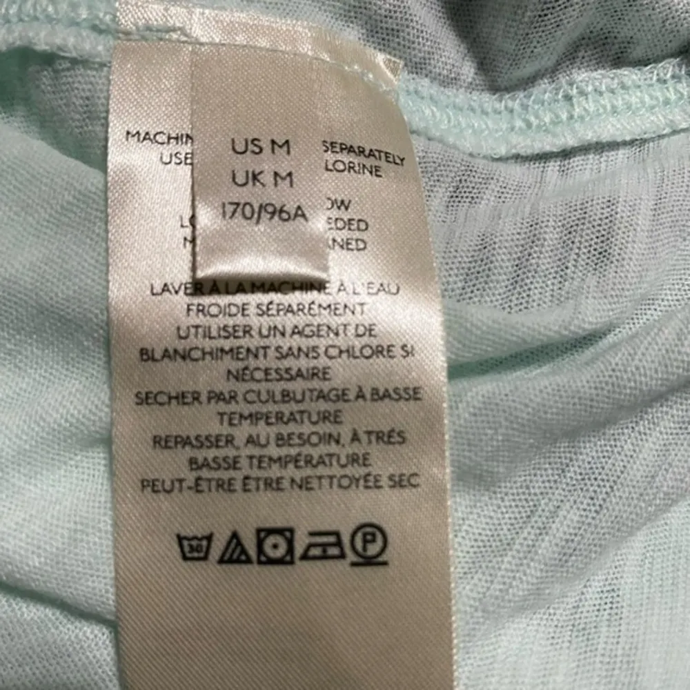 Free People Caroline Iced Aqua Long Sleeve Shirred Turtleneck Top Size M NWT - Image 9