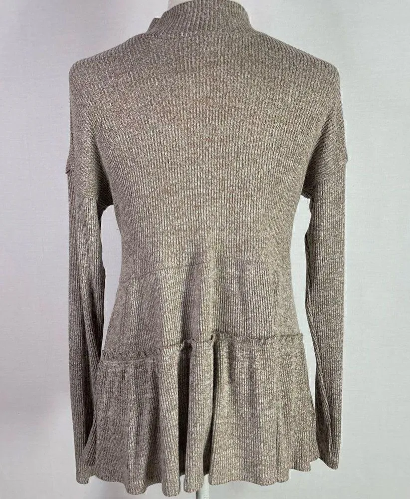 NWT Maurice’s Ribbed Mock Neck Babydoll Knit Top (Heather Taupe) - Small - Image 4