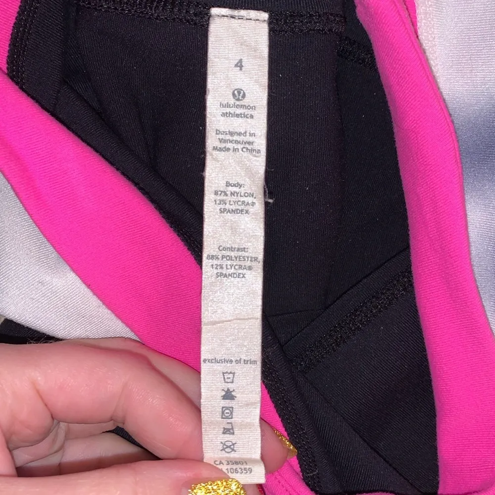 Lululemon  Roll Down Flare Crops athletic yoga workout pants black pink - Image 6