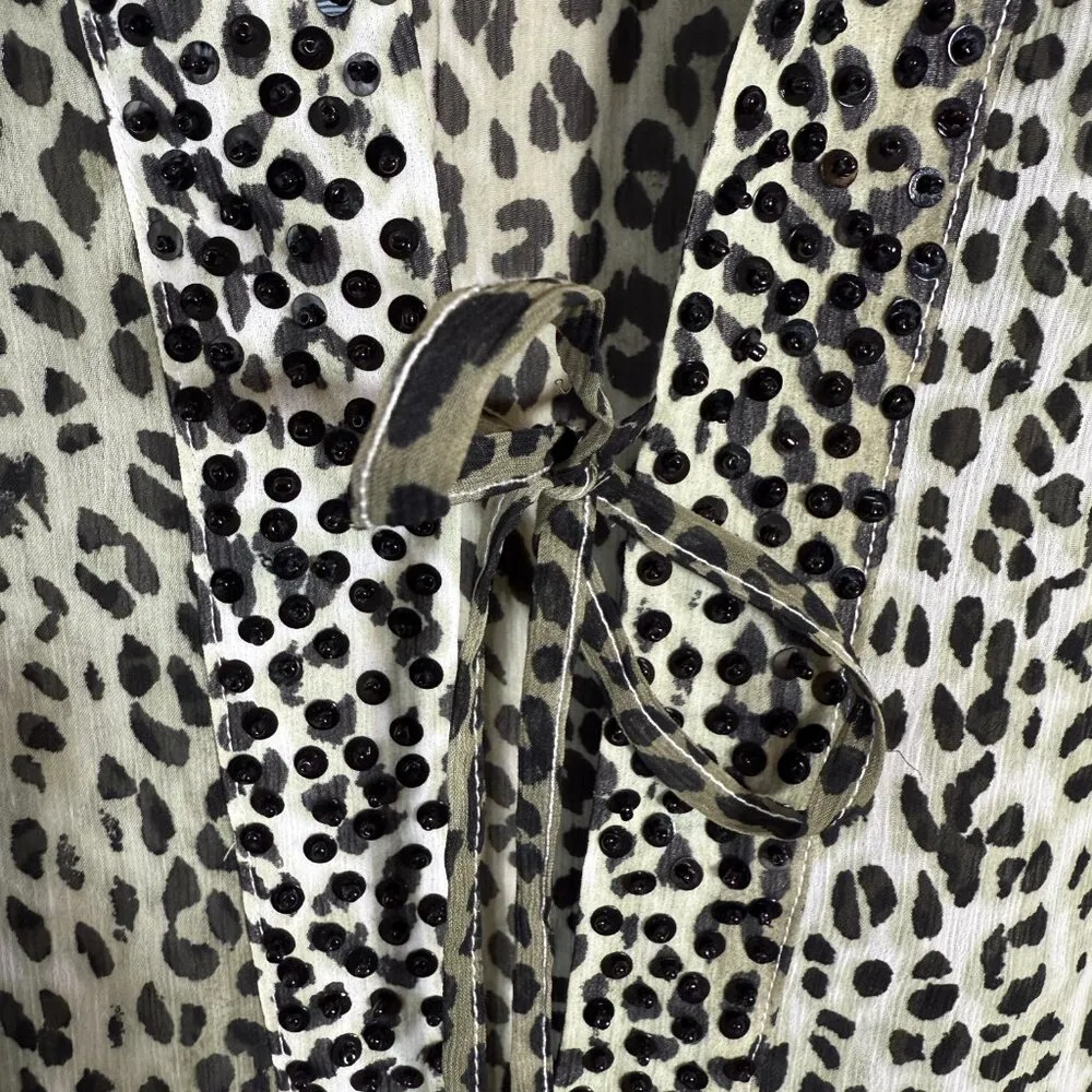 Tommy Bahama Beaded Sequin Cheetah Print Swimsuit Cover Up Tunic Women's Small - Image 9