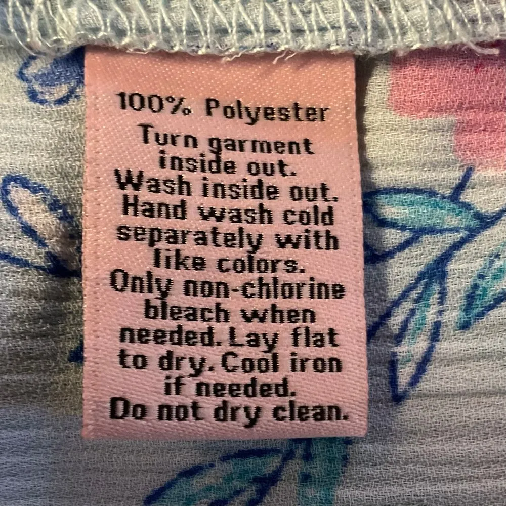 Juicy Couture Blue Floral Ruffle Rhinestone Jewel Neck Blouse Size M‎ Vintage - Image 11