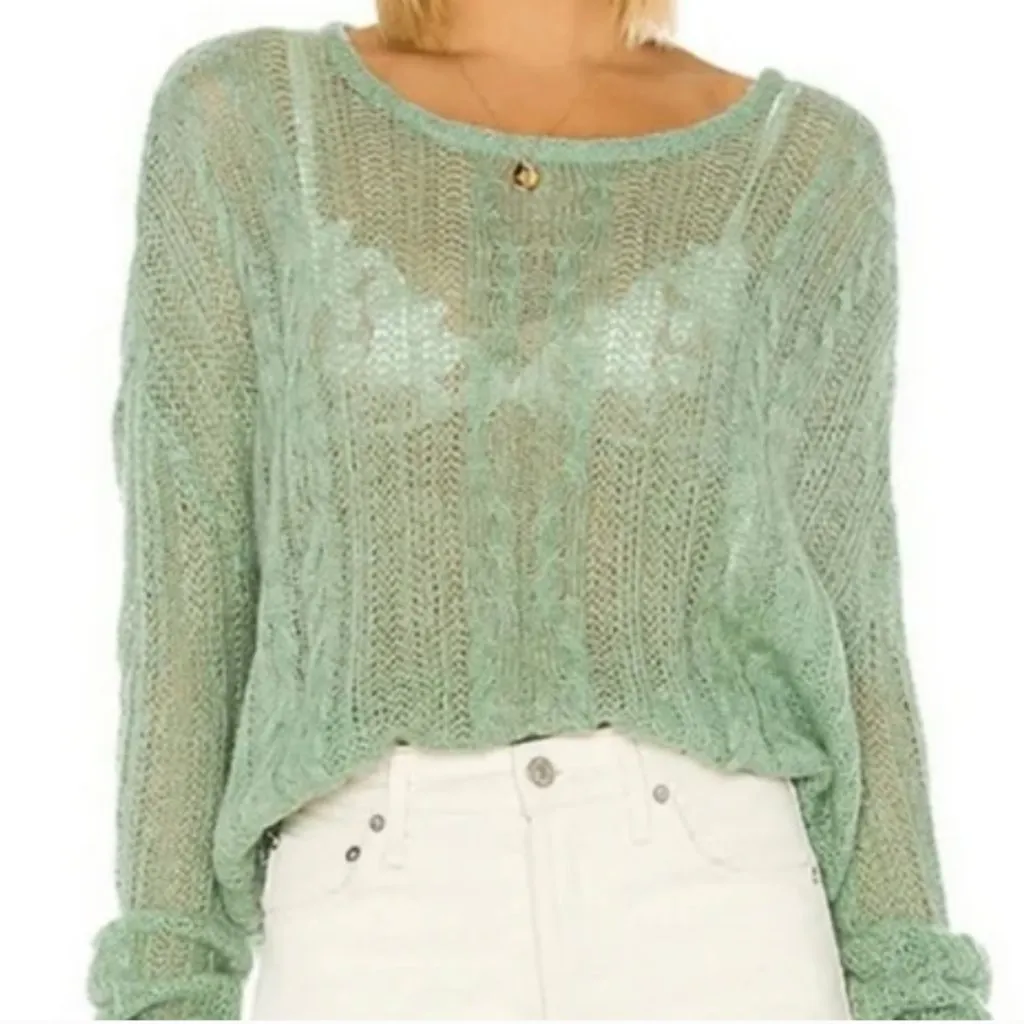 Free People Women's Angel Soft Pullover Sweater, Mint Fresh Combo, Green, M - Image 3