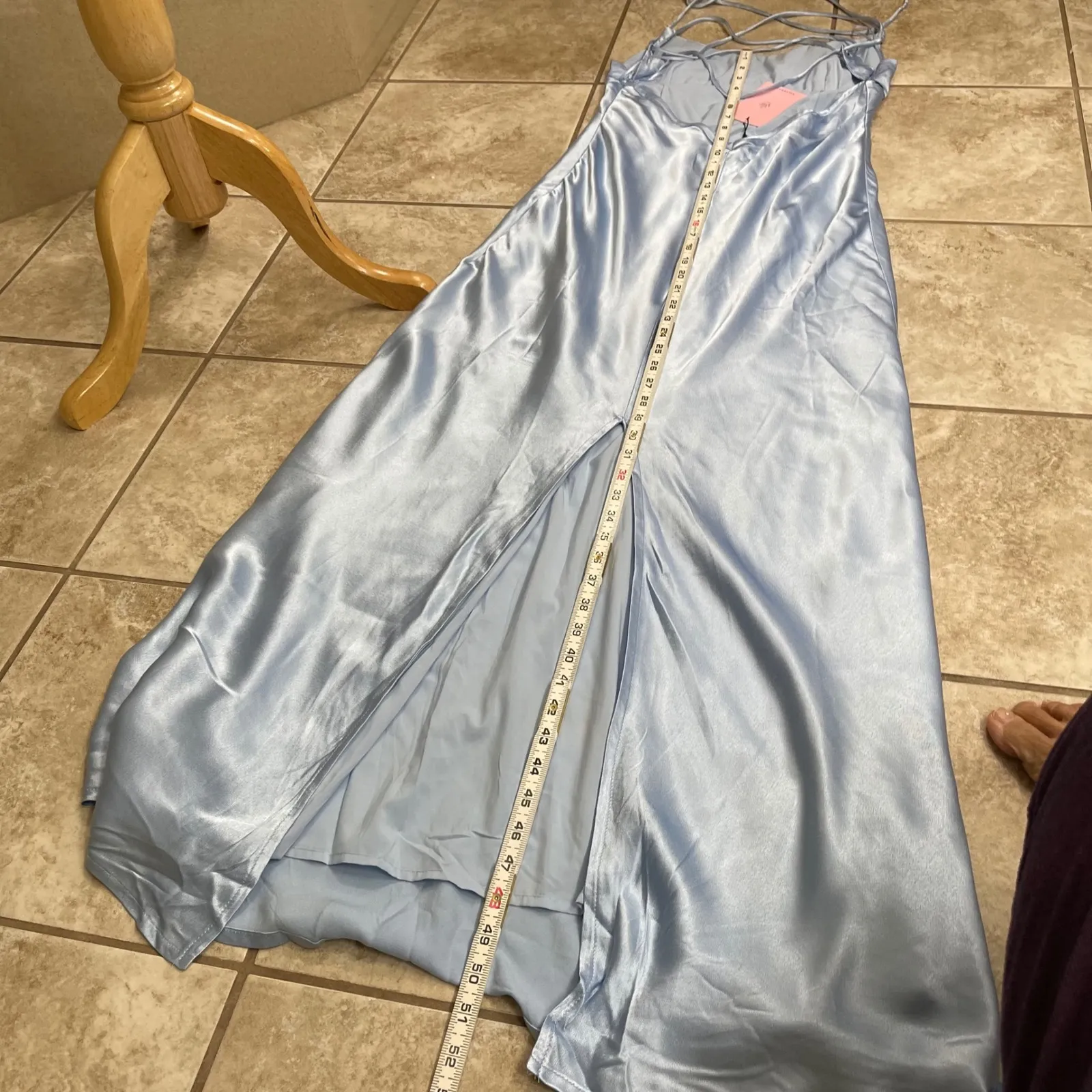 Hello Molly Maxi Dress, Sky Blue Satin, Sleeveless Tie‎ Back, Cocktail nwt sz 10 - Image 8