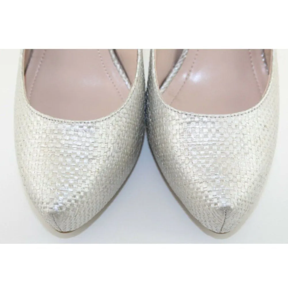 BCBG Parade Silver Woven Fabric 5'' Classic Pumps - Image 7