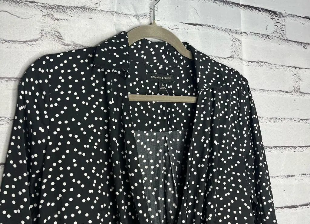 Banana Republic Black White Polka Dot Cowl Neck Surplice Blouse SP Work Casual - Image 3