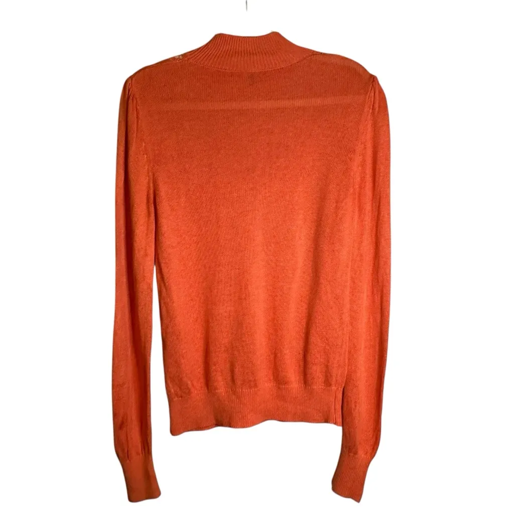 Free‎ People Time After Time Mock Neck Linen Rayon Sweater Small Coral Orange - Image 7