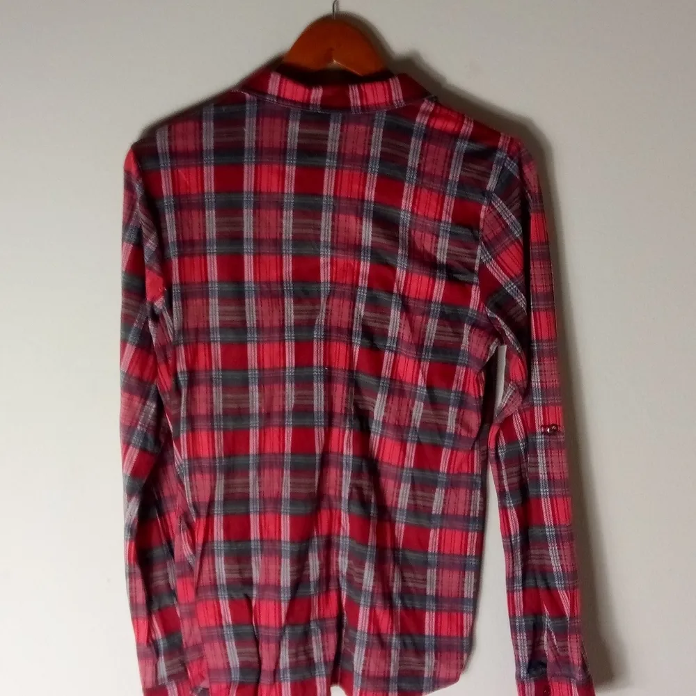 Wet Seal  S Red Gray Plaid Top - Image 3