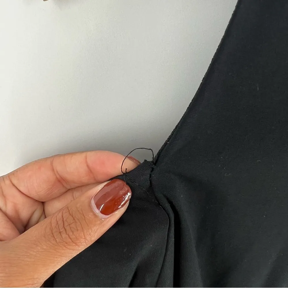 INC Black Stretch‎ Knit Puff Sleeve Cold Shoulder Blouse Size 1X - Image 3