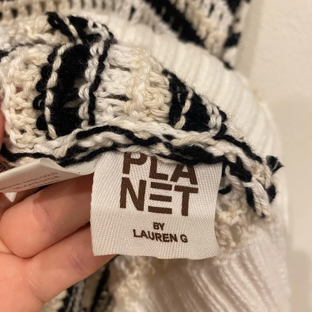 Planet by Lauren G Pima Cotton Pot Holder Boatneck Sweater One Size EUC White - Image 4