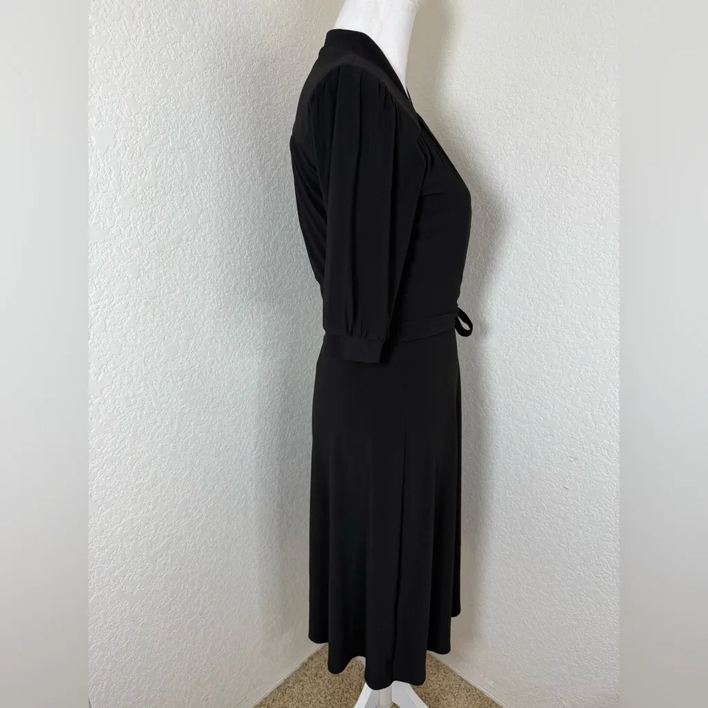 Laundry by Shelli Segal‎ Black Faux Wrap Dress Stretch size 6 - Image 4